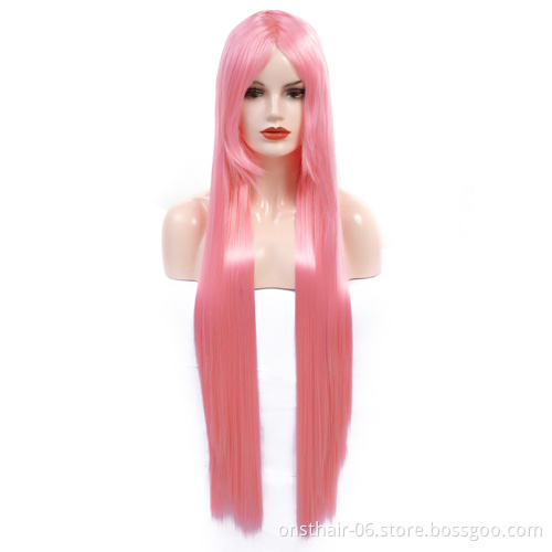Long Straight Women Synthetic Cosplay Wigs Hair Blue Pink Ombre Wigs for Women Perruque Perucas Halloween Wholesale 40 Inch